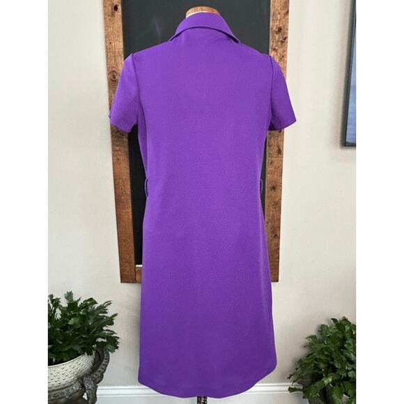 Vintage Russ Purple Polo Shirt Dress M Collared Preppy 80s Retro Tennis Casual - Picture 4 of 15